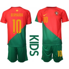 Portugal Bernardo Silva #10 Hjemmebanesæt Børn VM 2022 Kort ærmer (+ korte bukser)